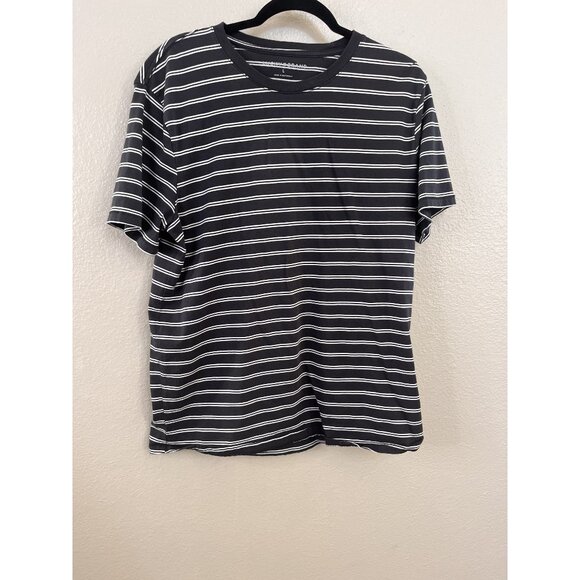 Lucky Brand Other - Lucky Brand Mens Gray/White Striped T-Shirt Size L Supima Cotton Crew Neck
